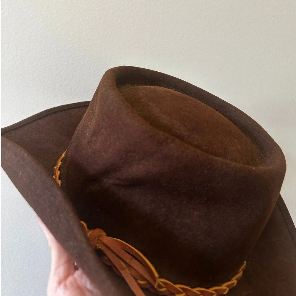 Vintage Goorin Bros of California Lite Felt 100% Wool Hat Wide Brim Fedora Brown